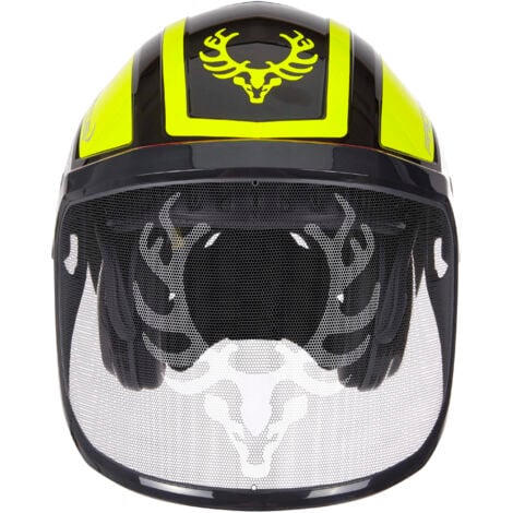 PROTOS® Casque forestier/casque de protection KOX Edition avec protection auditive et visière Integral Forest Noir/Jaune fluo OneSize
