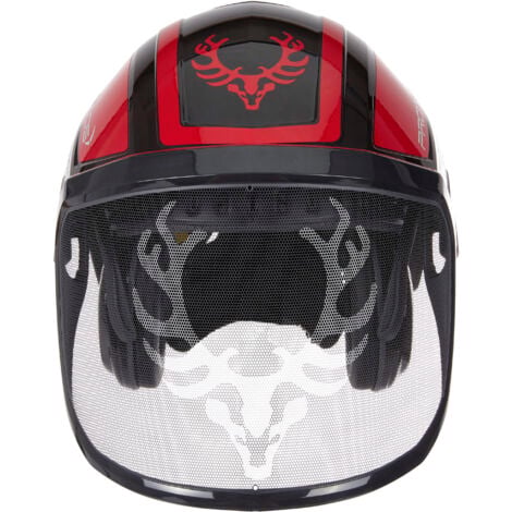 PROTOS® casque forestier/casque de protection KOX Edition avec protection auditive et visière Integral Forest Noir/Rouge OneSize
