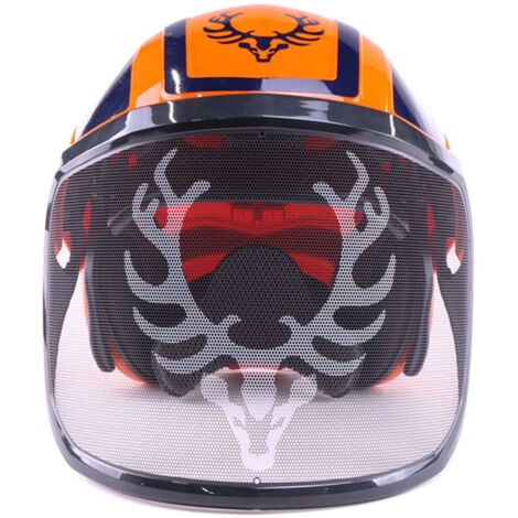 PROTOS® Casque forestier/casque de protection KOX Edition avec protection auditive et visière Integral Forest Orange/Bleu OneSize