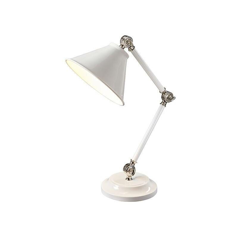 Elstead Provence Element - 1 Light Table Lamp White, Polished Nickel, E27
