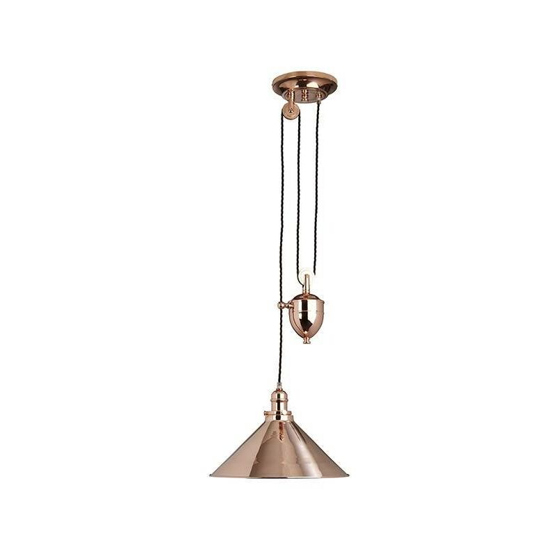 Elstead Lighting - Elstead Provence - 1 Light Rise & Fall Dome Ceiling Pendant Polished Copper, E27