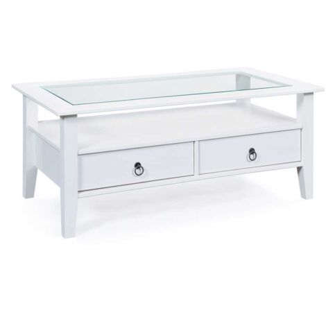 Provence table basse 2 tiroirs blanc.