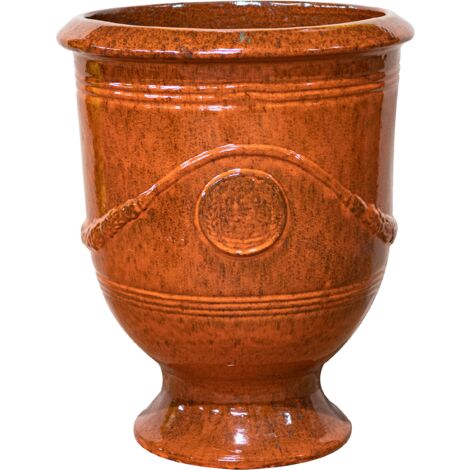 Provencelia Colbert 55x69cm, pot grande taille d'extérieur fait main en terre cuite émaillée, résistant au gel, rouille d'automne