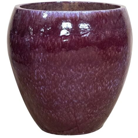 Provencelia Lafontaine 68x68cm, pot grande taille d'extérieur fait main en terre cuite émaillée, résistant au gel, violet clair