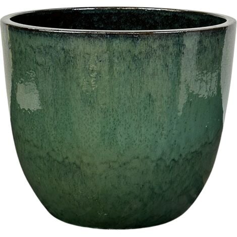 PROVENCELIA LIVEA Lancelot 41x47 cm, pot grande taille d'extérieur fait main en terre cuite émaillée, résistant au gel, jade