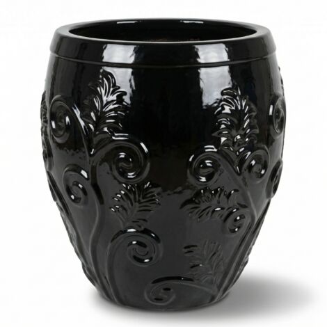 Provencelia Pflanzkübel Gaia Ø53 cm Höhe 57 cm frostbeständig, keramisch, handgefertigt, Schwarz