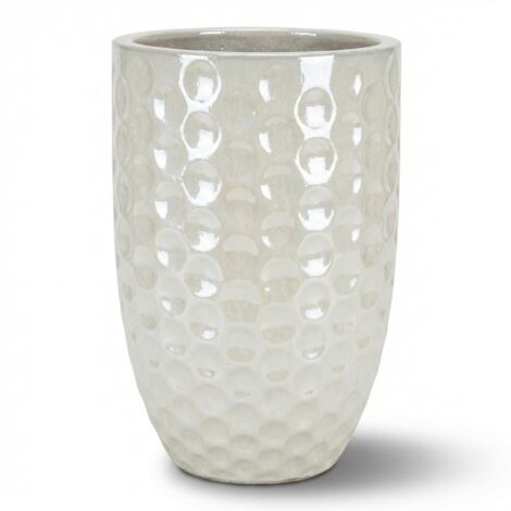 Provencelia Pflanzkübel Merovee Ø23 cm Höhe 35 cm frostbeständig, keramisch, handgefertigt, Perle