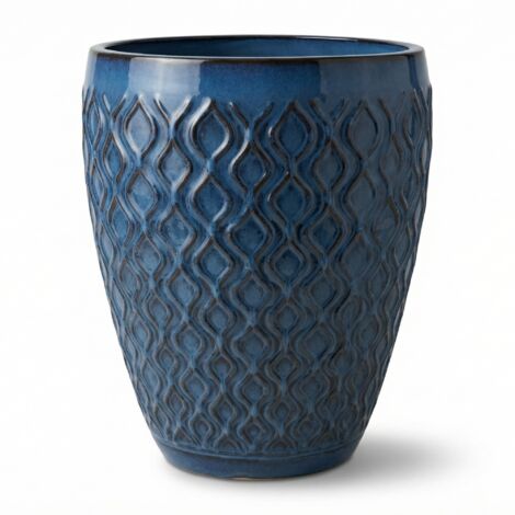 Provencelia Pflanzkübel Phenix Ø32 cm Höhe 40 cm frostbeständig, keramisch, handgefertigt, Antikblau