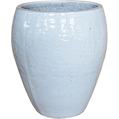 Provencelia Poseidon2 36x43cm, pot grande taille d'extérieur fait main en terre cuite émaillée, résistant au gel, blanc