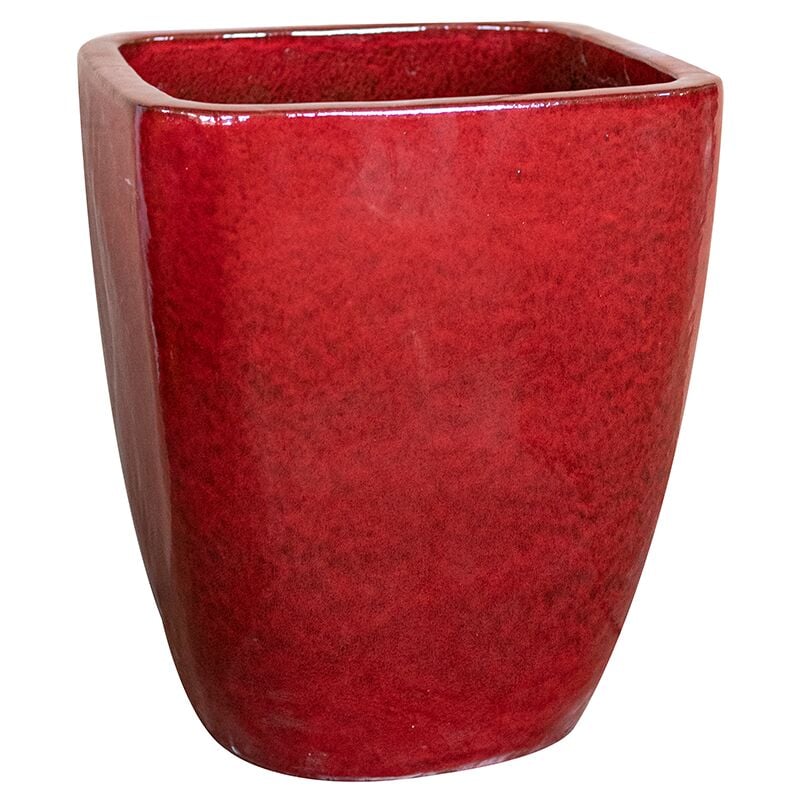 Vauban 34x43cm, pot grande taille d'extérieur fait main en terre cuite émaillée, résistant au gel, rouge tropical - Provencelia