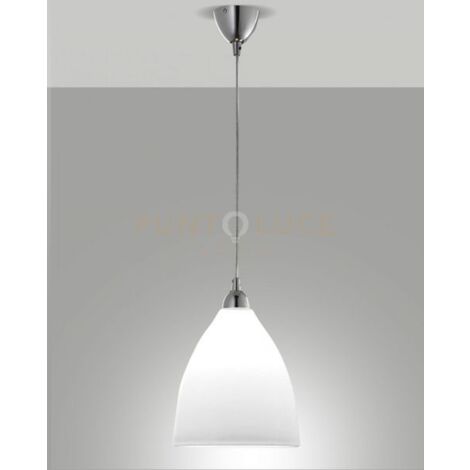 PROVENZA SOSPENSIONE BIANCA D.27 CM 1 LUCE ATTACCO E27 IN METALLO E VETRO