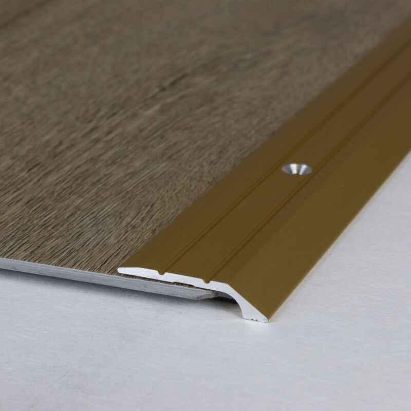 Abschlussprofil | Aluminium eloxiert | Goldfarbig | Breite 30 mm | Höhe 4.5 mm | Länge 2700 mm | Selbstklebend | Einfassprofil | Einschubprofil |