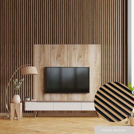 PROVISTON  Akustik 3D Wandpaneele  Set  12 x 120 x 2700 mm pro Paneel   Eiche Natur  Modern  Hochwertig  Robust  Langlebig  7 Stück