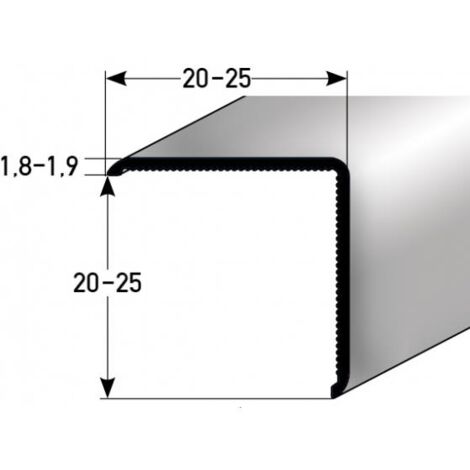 PROVISTON  Eckschutzwinkel  Aluminium  Edelstahloptik  Breite 20 mm  Höhe 20 mm  Länge 1000 mm  Ungebohrt  Eckschutzprofil  Eckschutzleiste  Metallprofil  1 Stück