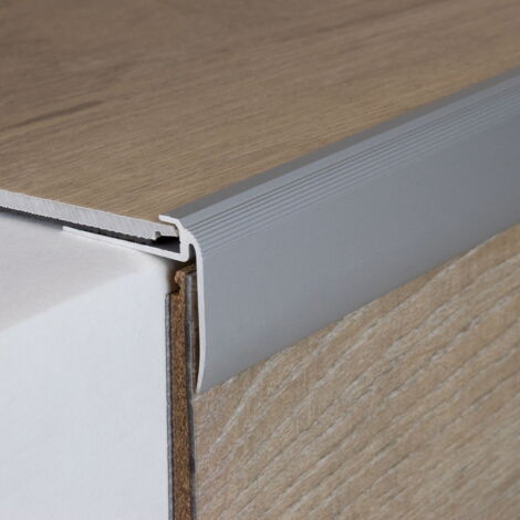 PROVISTON Einfassprofil 31 x 29 x 900 mm Aluminium eloxiert Abschlussprofil Silber Geriffelt Gebohrt