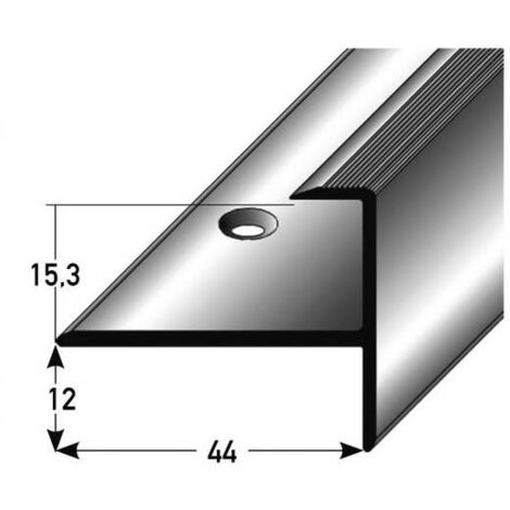 PROVISTON Einfassprofil 44 x 27.3 x 1000 mm Aluminium eloxiert Abschlussprofil Silber Geriffelt Gebohrt