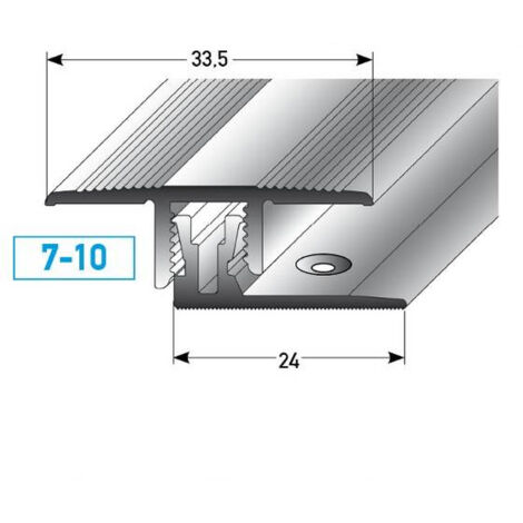 PROVISTON  Klick-Übergangsprofil  Aluminium eloxiert  Silber  Breite 33.5 mm  Höhe 7 - 10 mm  Länge 1000 mm  Gebohrt  Klicksystem  Übergangsschiene  Übergangsleiste  Abdeckleiste  1 Stück