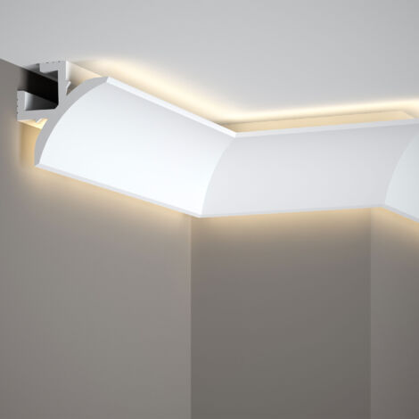 PROVISTON Lichtleiste 85 x 85 x 2000 mm LED Stuckleiste Polyurethan Weiß Indirekte Beleuchtung LED-Beleuchtung