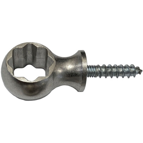 PROVISTON Quattro Kugelösen für Treppenläuferstangen 11 x 26.5 mm Messing Vernickelt Matt Treppenstangen Zubehör Ohne Feststellschraube