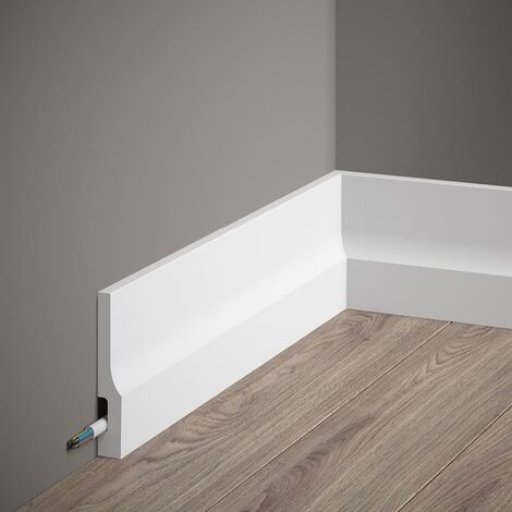 PROVISTON  Sockelleiste  16 x 100 x 2000 mm  Weiß  Fußleiste  Mit Kabelkanal  Klassisch  Hochwertig  Robust  Langlebig  1 Stück