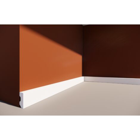 PROVISTON Sockelleiste 16 x 40 x 2000 mm Moderne Fußleiste eckiges Profil Hochwertige Fußleiste Kunststoff Weiß Wasserfest, Robust und Langlebig