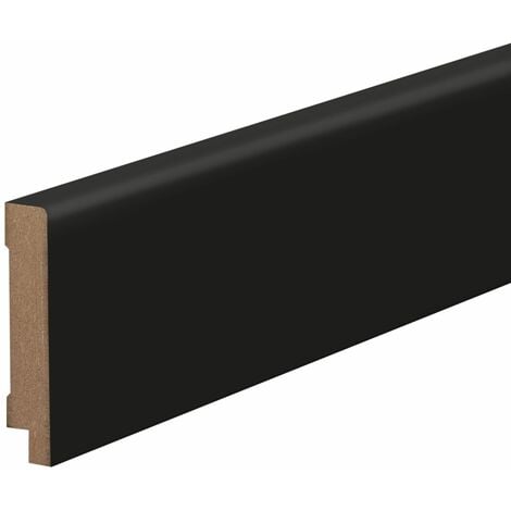 PROVISTON Sockelleiste MDF Foliert Abgerundetes Profil 16 x 100 x 2500 mm Schwarz Fußleiste Hochwertig