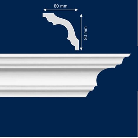 PROVISTON Stuckleiste 80 x 80 x 2000 mm Deckenleiste Polystyrol Weiß