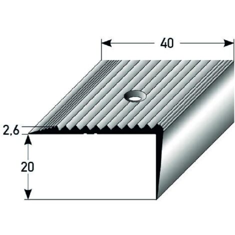 PROVISTON Treppenkante 20 x 40 x 2000 mm Treppenkantenprofil Treppenwinkel Winkelprofil Kombiwinkel Aluminium eloxiert Dunkelgrau Nachleuchtend Gebohrt