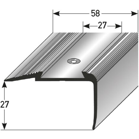 PROVISTON Treppenkante 27 x 58 x 2000 mm Treppenkantenprofil Treppenwinkel Winkelprofil Kombiwinkel Aluminium eloxiert Dunkelgrau Gebohrt