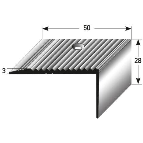 PROVISTON Treppenkante 28 x 50 x 2000 mm Treppenkantenprofil Treppenwinkel Winkelprofil Kombiwinkel Aluminium eloxiert Spezialemailliert Spezialemailliert Dunkelgrau