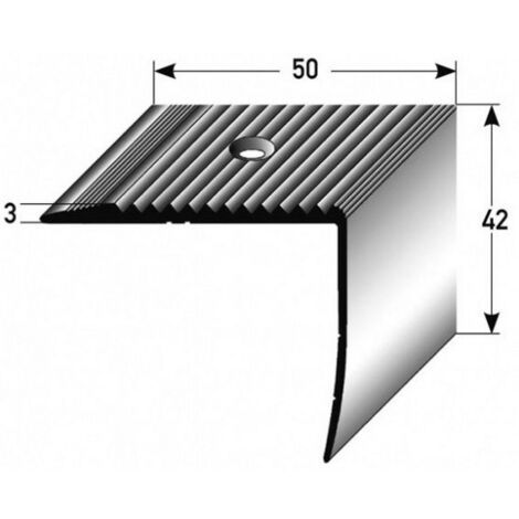 PROVISTON Treppenkante 42 x 50 x 2000 mm Treppenkantenprofil Treppenwinkel Winkelprofil Kombiwinkel Aluminium eloxiert Dunkelgrau Nachleuchtend Gebohrt