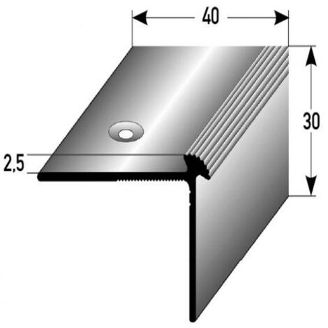 PROVISTON  Treppenkante  Aluminium eloxiert  Silber  Breite 40 mm  Höhe 30 mm  Länge 1000 mm  Gebohrt  Treppenkantenprofil  Treppenwinkel  Winkelprofil  Kombiwinkel  1 Stück