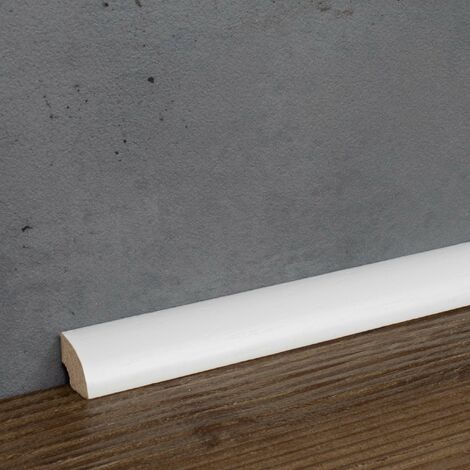 PROVISTON | Viertelstableiste 19/12 | Abachi weiß | 12 x 12 x 2000 mm | Grundiert | Sockelleiste Massivholz | Fußbodenleiste | Elegantes Design | 10 Meter