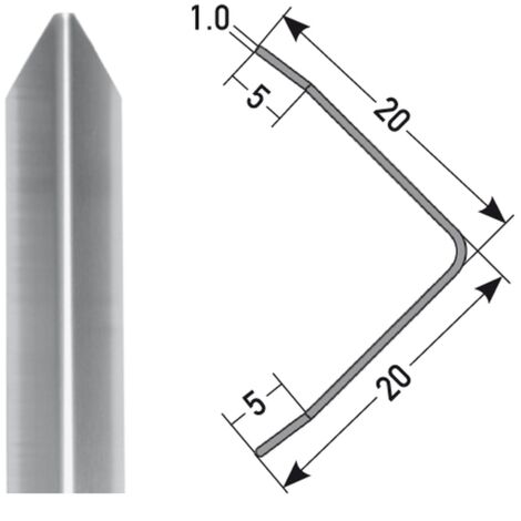 PROVISTON  Winkelprofil  Aluminium  20 x 20 x 1000 mm  Edelstahl matt  Montageprofil