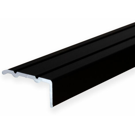 PROVISTON Winkelprofil Aluminium eloxiert Schwarz Breite 24.5 mm Höhe 10 mm Länge 1000 mm Selbstklebend Treppenkantenprofil Treppenwinkel Treppenkante Kombiwinkel 1 Stück