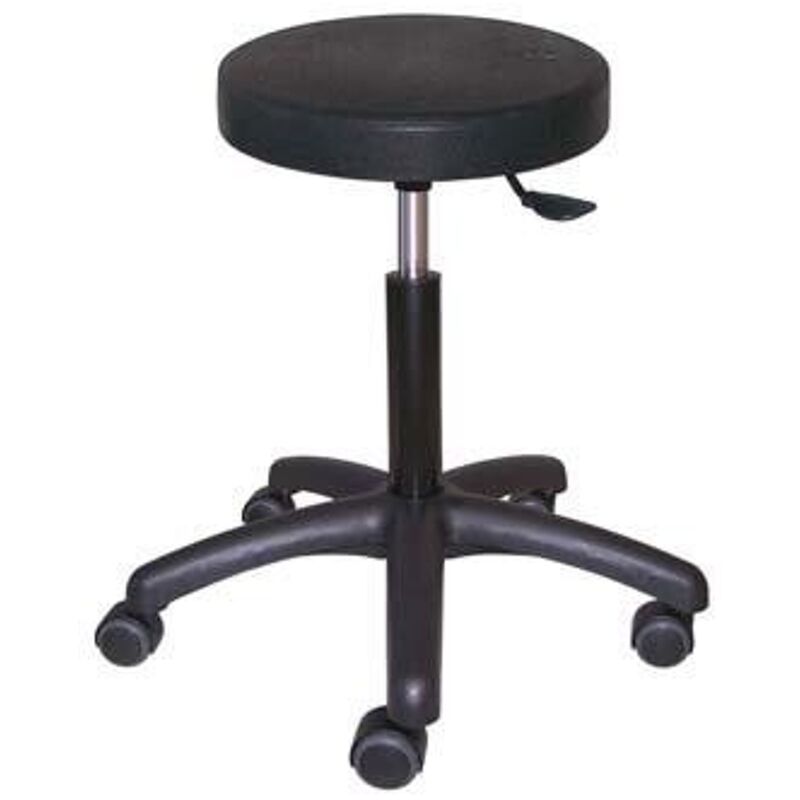 PROVOST - Tabouret atelier roulant noir en polyamide à hauteur réglable