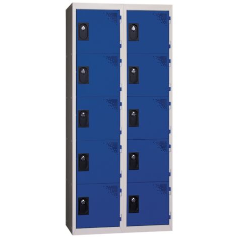 PROVOST - Vestiaire multicases monobloc Provost - 2 colonnes, 5 cases par colonne, bleu