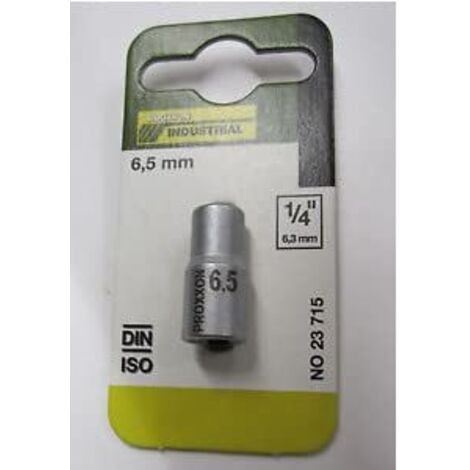 PROXXON 2223715 - Vaso corto nero, hex 1/4" 6,5 mm