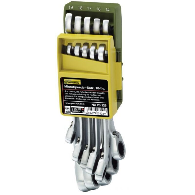 Set PROXXON MicroSpeeder in supporto pieghevole, 8 - 19 mm (10 pezzi) - 23126