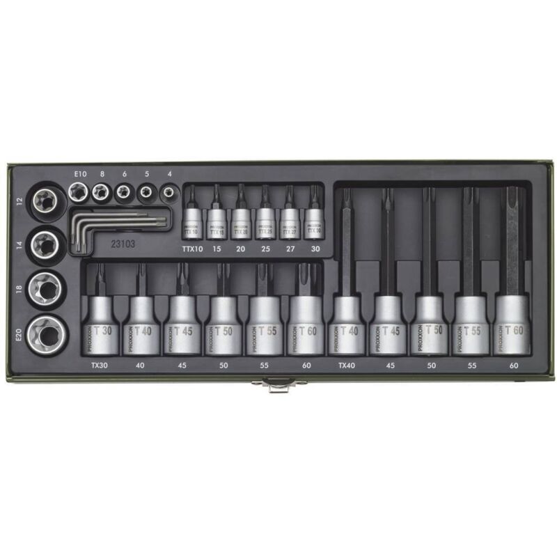 Jeu de clés à douille 1/2 (12.5 mm), 1/4 (6.3 mm) 29 pièces 23103 - Proxxon