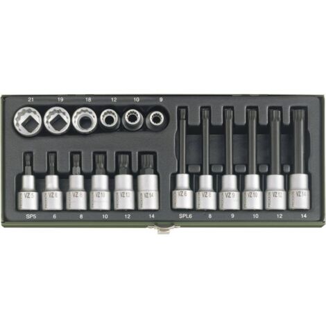 Proxxon – Coffret cliquet et douilles 18 pièces – Propulseur 1/2" (12.5 mm) – Sortie denture multiple XZN – Acier chrome-vanadium