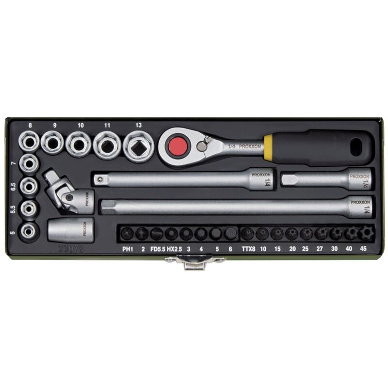 Proxxon - Industrial Steckschlüsseleinsatz Metrisch 1/4' (6.3 Mm) 32teilig 23078