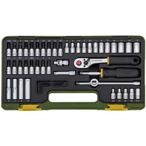 Proxxon Feinmechanikersatz mit Knüppelratsche 1/4", 50-teilig.