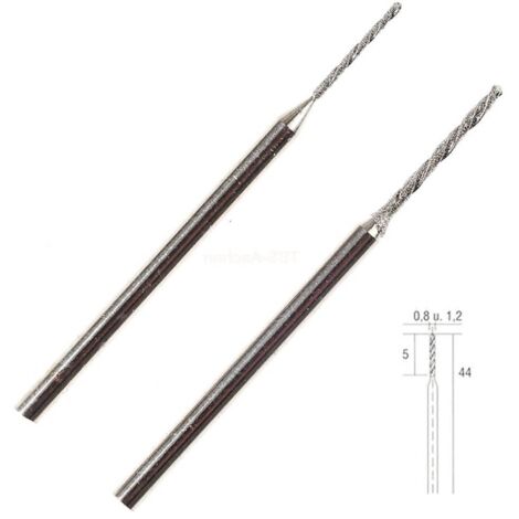 Proxxon – Foret hélicoïdal diamanté pour béton – Lot de 2 – Ø 0.8 mm et Ø 1.2 mm – Longueur 44 mm – Pour perçage précis