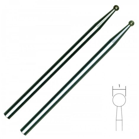 Proxxon – Fraise diamantée ronde 1mm – Lot de 2 – Pour meulage et gravure acier, verre, céramique – Longueur 44mm, queue 2.35mm