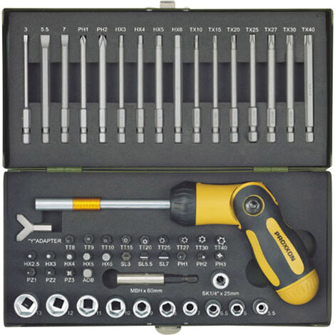 Proxxon Industrial 23104 Bit-Set 54teilig Innen-Sechsrund (TX), Innen-Sechskant, Schlitz, Kreuzschl