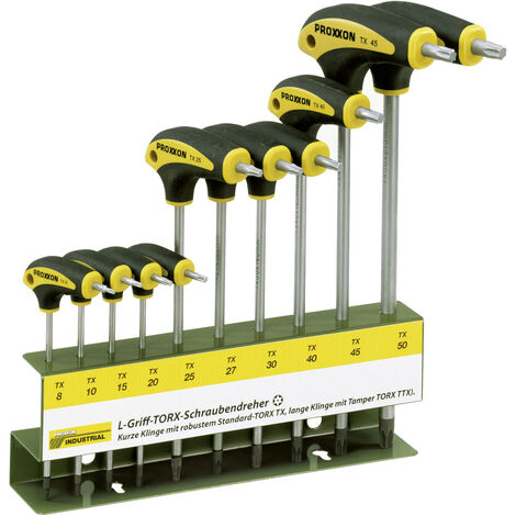 Proxxon Industrial BO L-hantag Werkstatt Schraubendreher-Set 10teilig Innen-Sechsrund (TX), Sechsrun