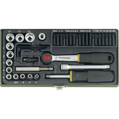 Proxxon Industrial Steckschlüssel-Bit-Einsatz-Set metrisch 1/4 (6.3 mm) 39teilig 23070