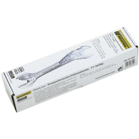 Proxxon Jeu de clés à fourche double, 11 pièces de 6 x 7 à 30 x 32 mm
