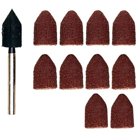 Proxxon – Lot de 10 abrasifs coniques en corindon Ø 9 mm – 5 grains 80/150 – Pour polissage acier et bois – Support inclus